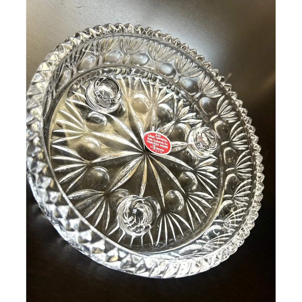 Vintage Princess House Fostoria 3 Taper Lead Crystal Candle Holder Original Box